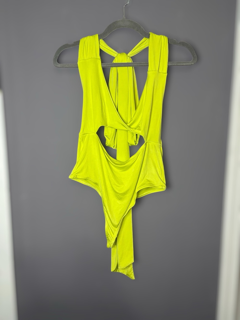 Out From Under Urban Outfitters Lime Twist Cutout Halter Bodysuit Large